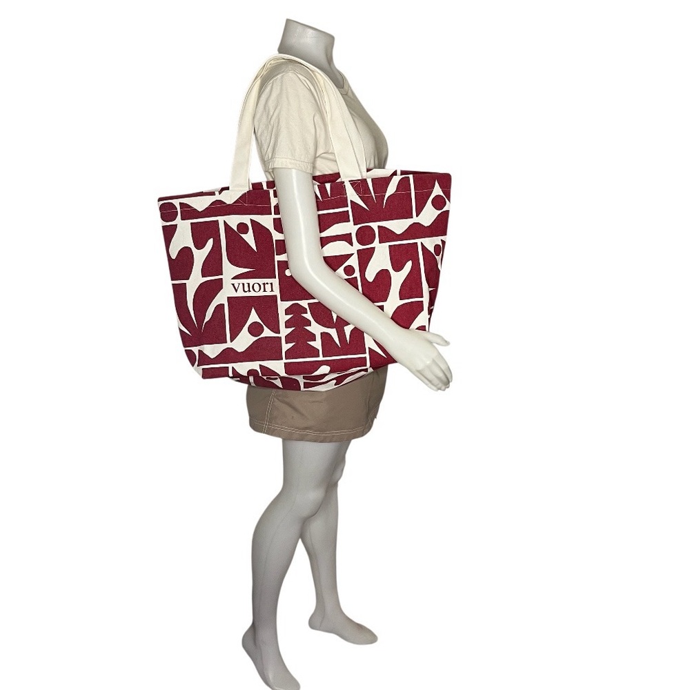 VUORI Tote Bag Limited Edition Holiday 2025 Canvas Maroon White Large Bag